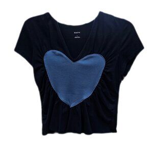 Maeve by Anthropologie Blue heart vneck top